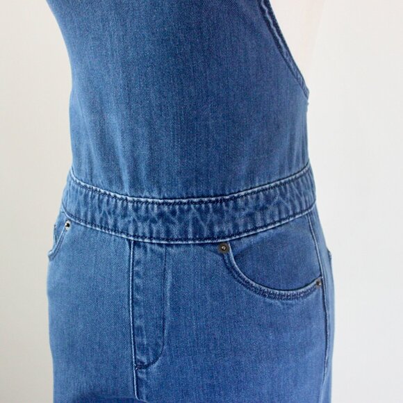 Universal Thread Blue Bow Classic Cross back Feminine Wide-Leg Denim Overalls 0 - Picture 7 of 12